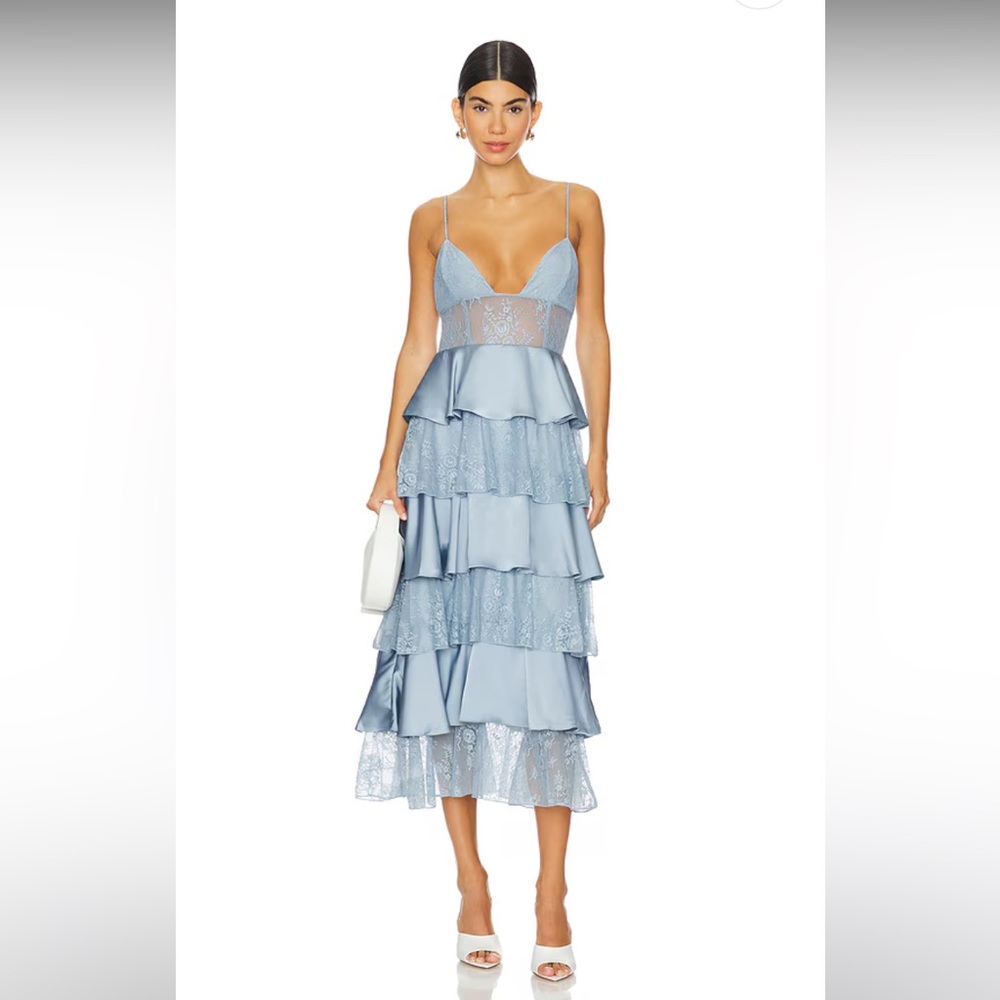 WeWoreWhat Tiered Lace Midi Dress in Storm - Size 2